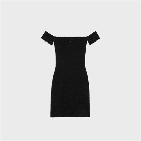 celine paris mini black dress|TRIOMPHE MINI DRESS IN GAUFFERED SILK .